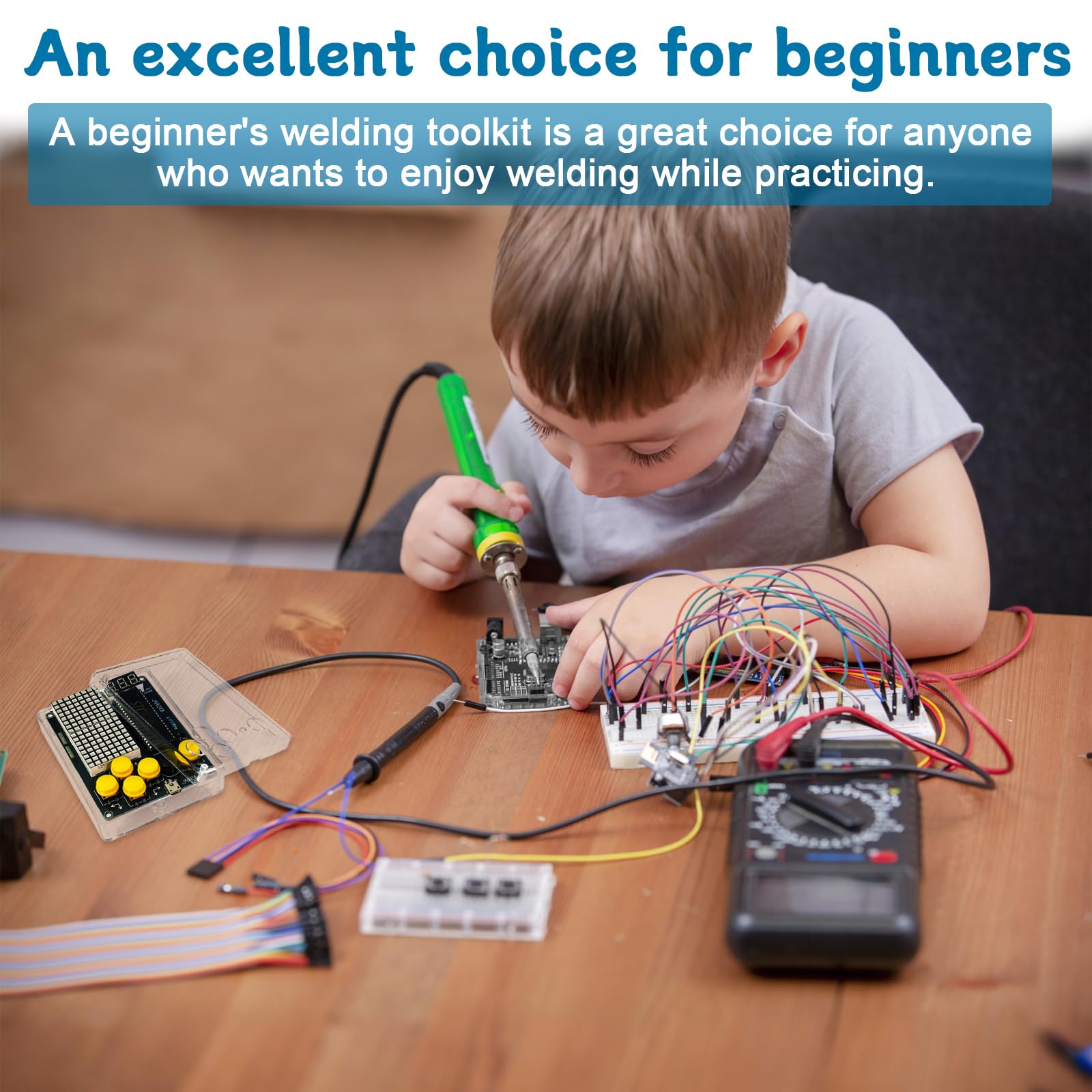 FAELNK Kit di Saldatura per Console di Gioco DIY Kit di Saldatura per Console di Gioco 7 in 1 Portatile DIY per Studenti Apprendimento e Uso Quotidiano