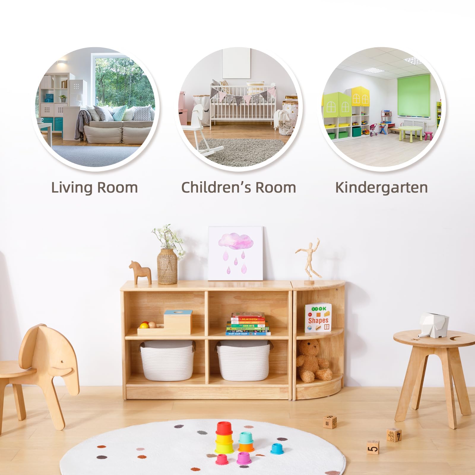 Amazon｜TOOKYLAND コーナーラック 天然木 ラバーウッド製 2段オープン