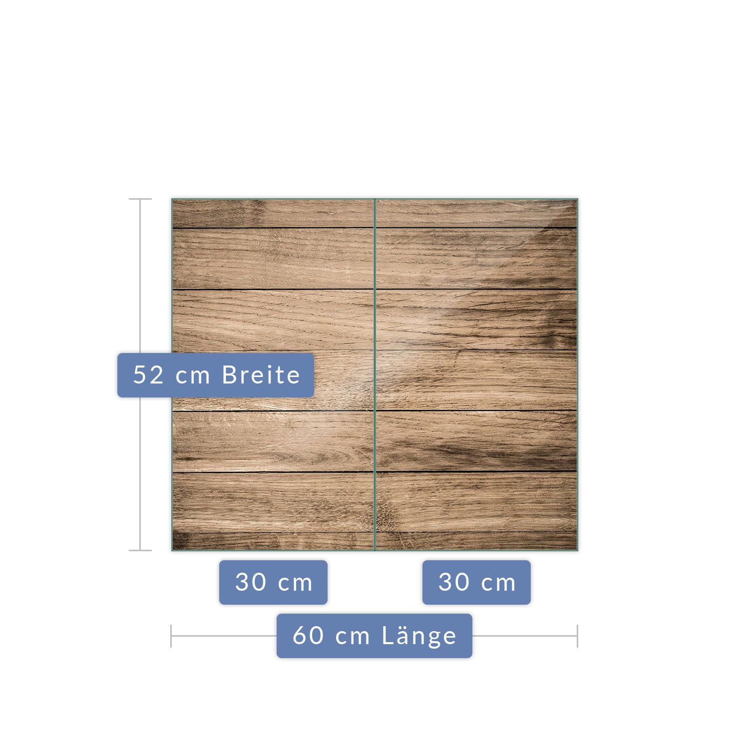 Herdabdeckplatte Abdeckung Ceranfeld Abdeckplatte Schneidebrett 2-Teilig 60x52 Bretter Holz Braun Spritzschutz Glasplatte Ceranfeldabdeckung Schutz Herdschutz Sicherheitsglas Glasschneidebrett 2x30x52