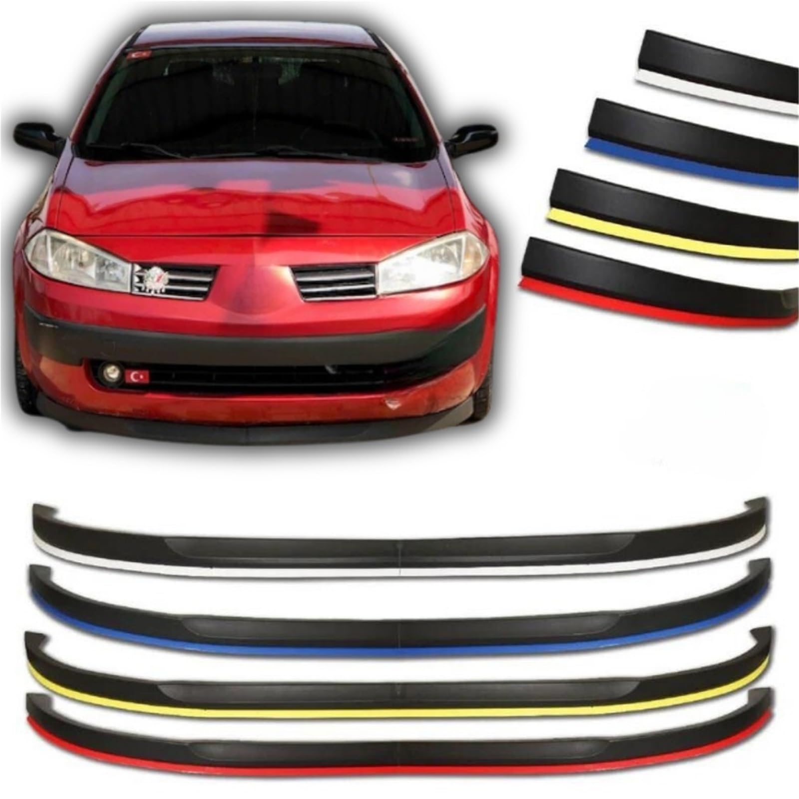 2 szt. przedniego zderzaka, pasującego do Renault, pasującego do Megane 2 Body Kit, spojlera, splittera, dyfuzora warga ochronna warga aerodynamiczna(D)