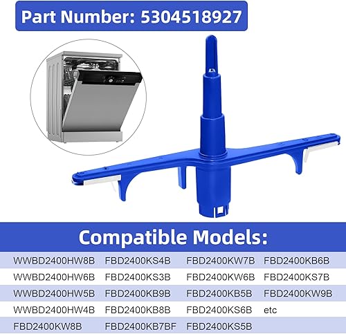 Miniatura 6 de 5304518927 - Conjunto de brazo rociador para lavavajillas, inferior, con escudo térmico - Reemplaza, 5304507175, 154567701 AP6810011, azul