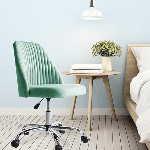 Miniatura 8 de Silla de escritorio de oficina en casa, silla de tocador, moderna silla con ruedas de respaldo bajo, silla de oficina tapizada de sarga linda,