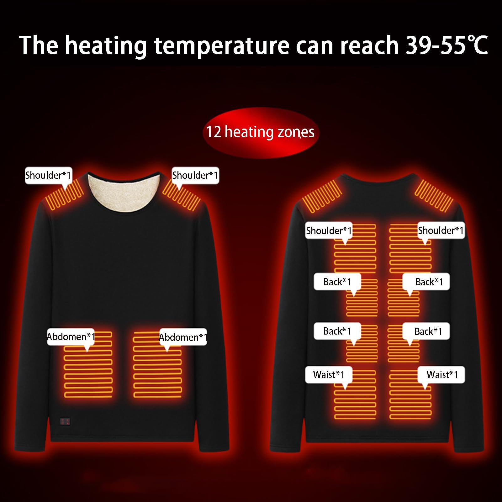 Ropa Interior térmica Aislante para Hombre y Mujer, Camiseta con 12 Zonas de Calor, Camisetas de Manga Larga Lavables por USB