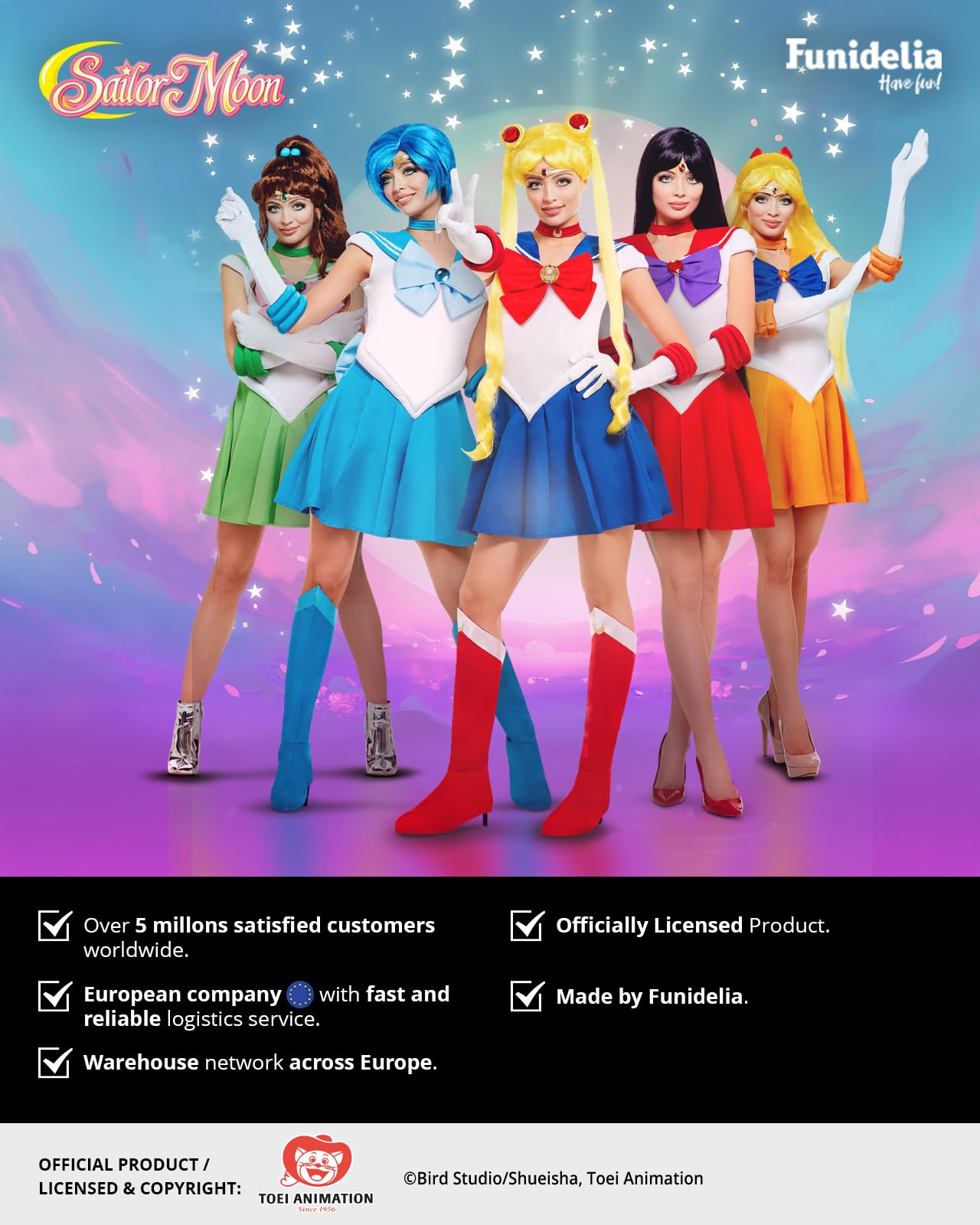Funidelia | Kostium Czarodziejki z Księżyca Księżyc dla kobiet Anime Cosplay Usagi Tsukino Kreskówki - Strój dla dorosłych i zabawne akcesoria na imprezy karnawał i Halloween - Niebieski