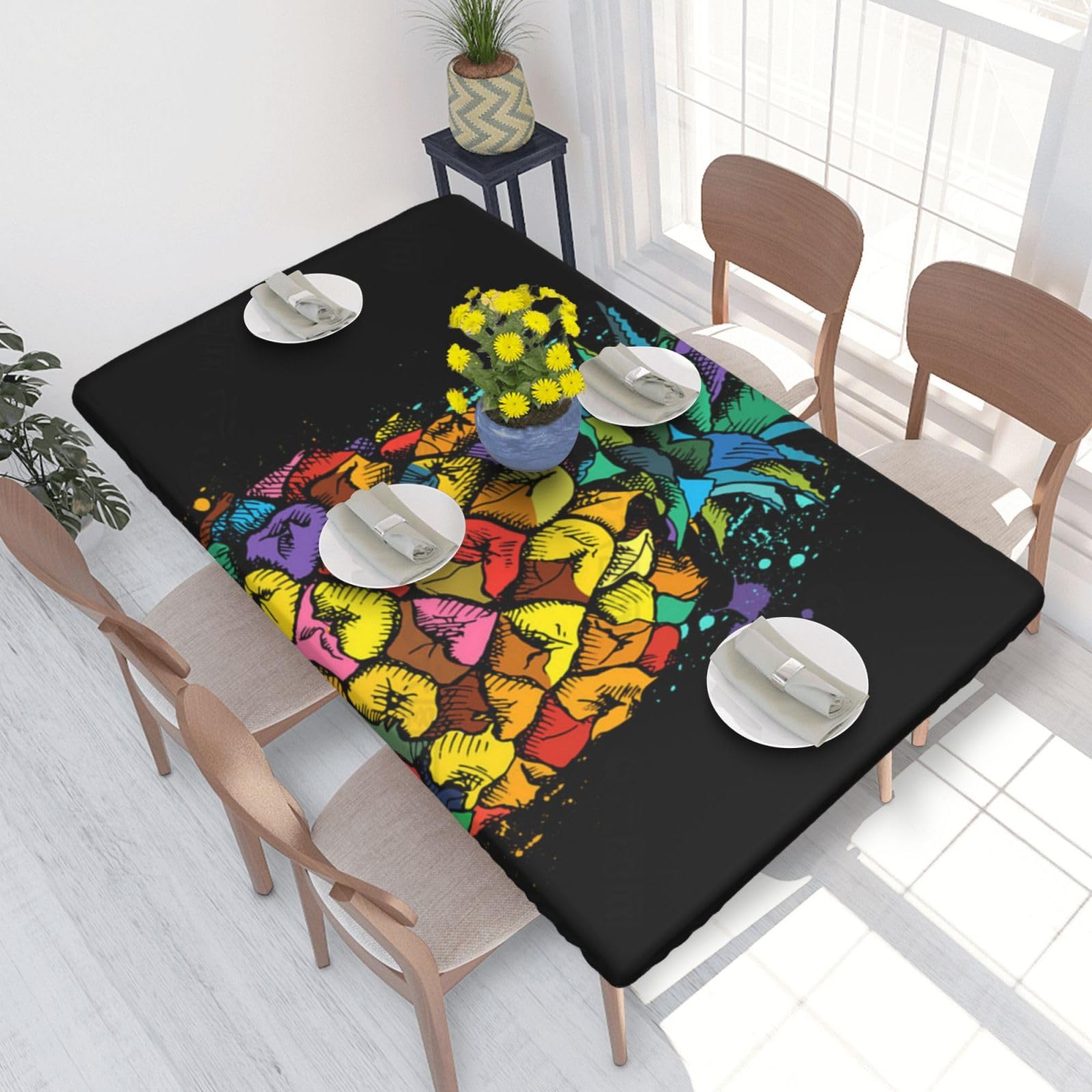 BNVSADC colorful Pineapple Printed 4FT Tablecloth 122x76 CM Polyester Kitchen Water Resistant Table Cloth Dining Table Decoration Table Covers