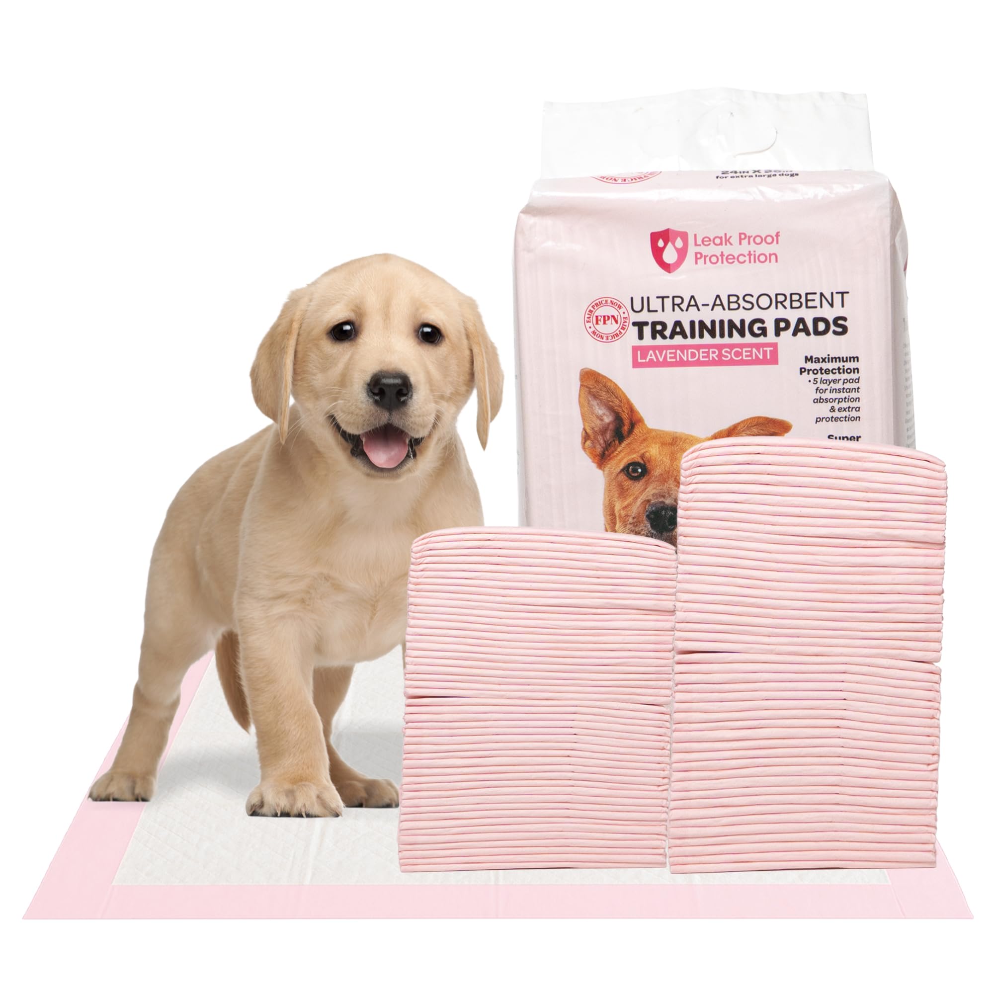 Scented Pee Pads for Dogs, Puppy Potty Training Pads, Quick Dry Leak Proof, Extra Absorbent Design (Scented Pink Pee Pads, 18x24 Inch (Pack of 50)