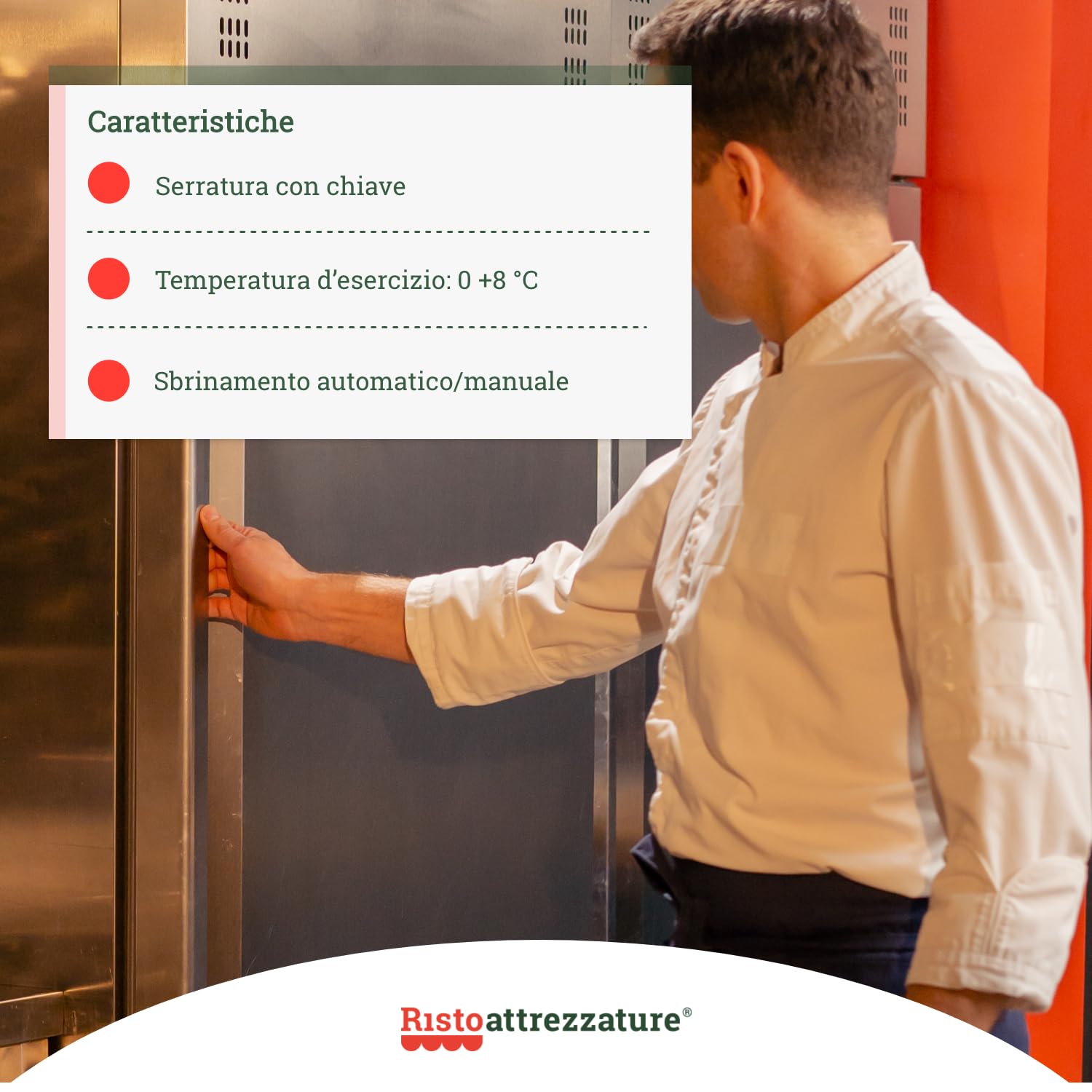 Ristoattrezzature Tavolo frigo refrigerato 2 porte in acciaio inox 0 +8 °C 136x70x85h cm