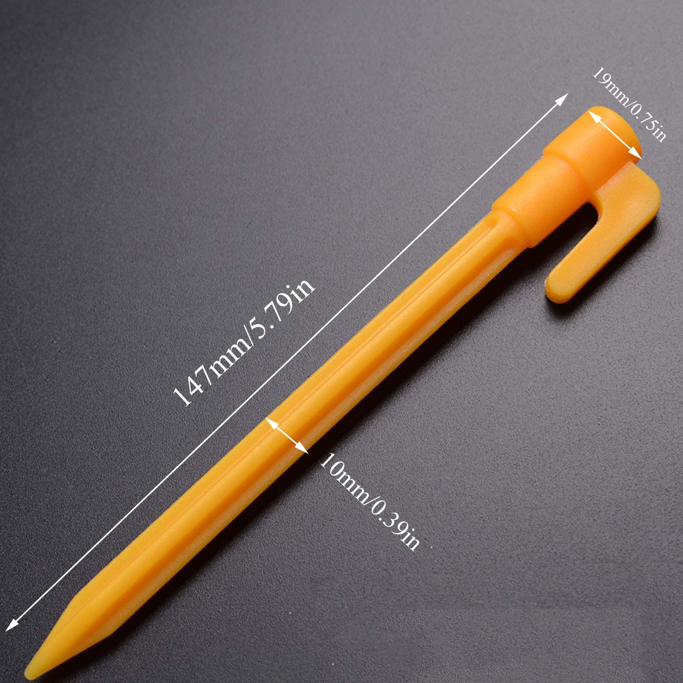 PZRT 8pcs Outdoor Camping Tent Stakes Pegs Pins Trip Plastic Tent Nails Yellow Tent Accessories