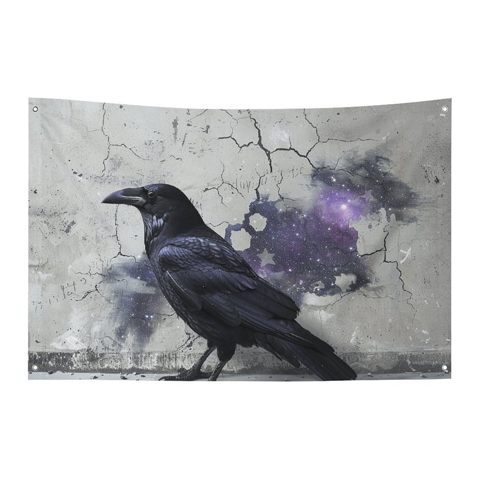 Crow on The Ground Flag Party Decor Backdrop Banner Birthday Party Decor Yard Banners Sign Welcome Hanging Flag Outdoor Fence Garage Garden Porch Holiday Backdrop 47x70 in Banner