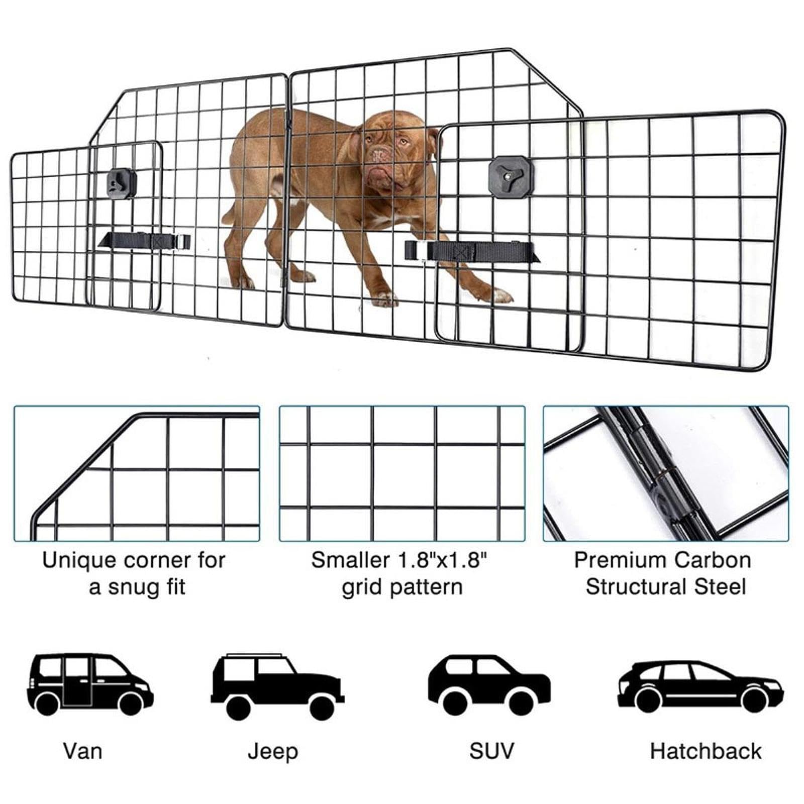 Barrière de Voiture pour Chien, Grille de Séparation pour Animaux de Compagnie, Filet de Coffre Robuste et Facile à Installer.