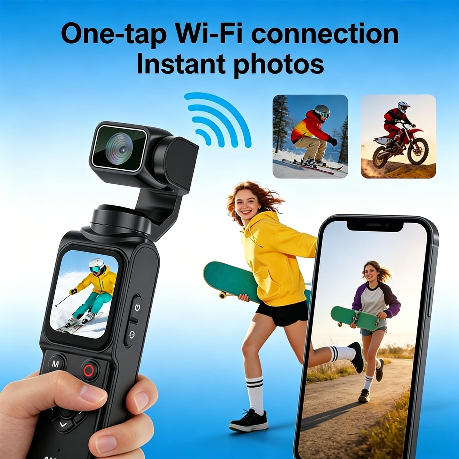 REEDTOCK Fotocamera portatile 4K con foto da 75 MP, fotocamera per vlogging con touchscreen da 1,75 pollici, batteria 2400 mAh per registrazione di 180 minuti, videocamera tascabile con viso a 330° e