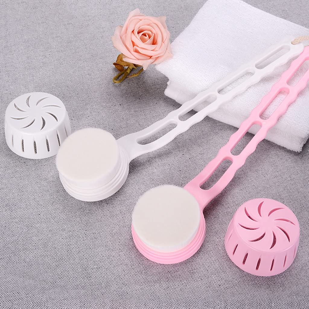 Cepillo de baño para el Cepillo para la Piel de la Espalda con Cubierta para el Cabezal del Cepillo, Cepillo para Frotar la Espalda Hecho de Fibra de Nailon, fácil de Colgar y almacenar (Co