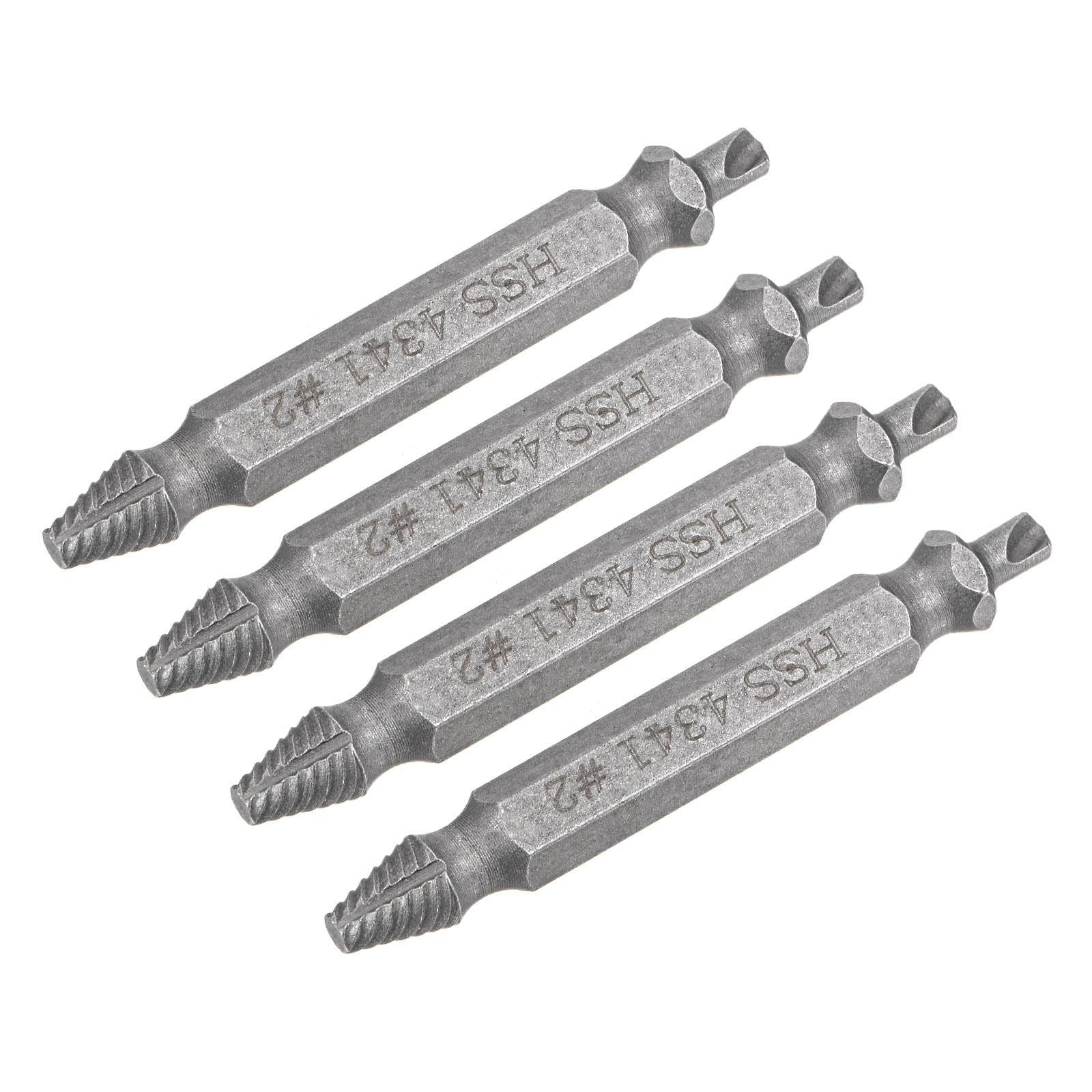 #US 4pcs 2# Chrome Plated High Speed Steel 4341 Stripped Damaged Screw Extractor