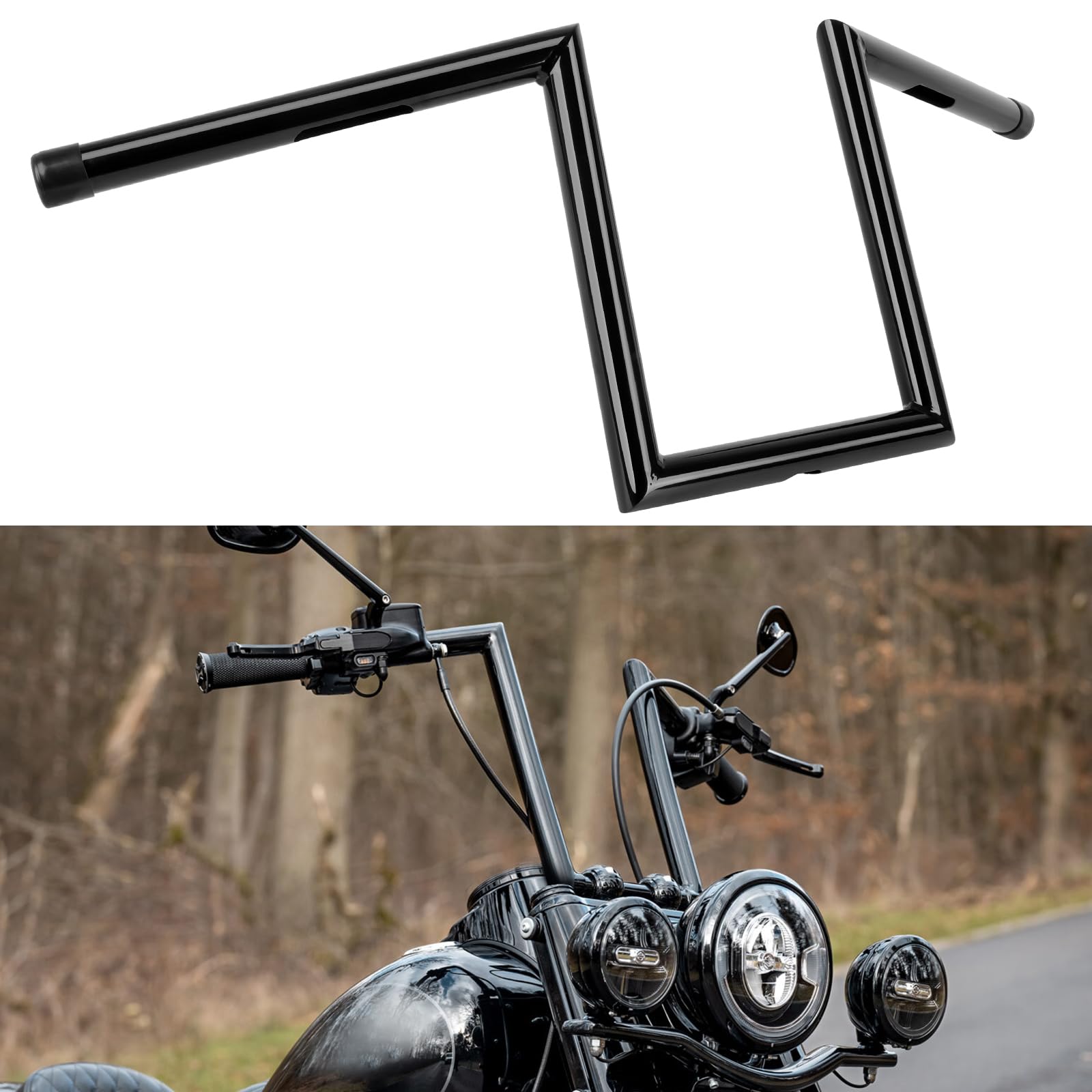 DREAMIZER Guidon Moto Z Bars 25 mm 1" pour Drag Custom avec 10 Pouces de Hauteur, Compatible avec Harley Honda Yamaha Suzuki Triumph Bobber Chopper Cruisers Sportster.