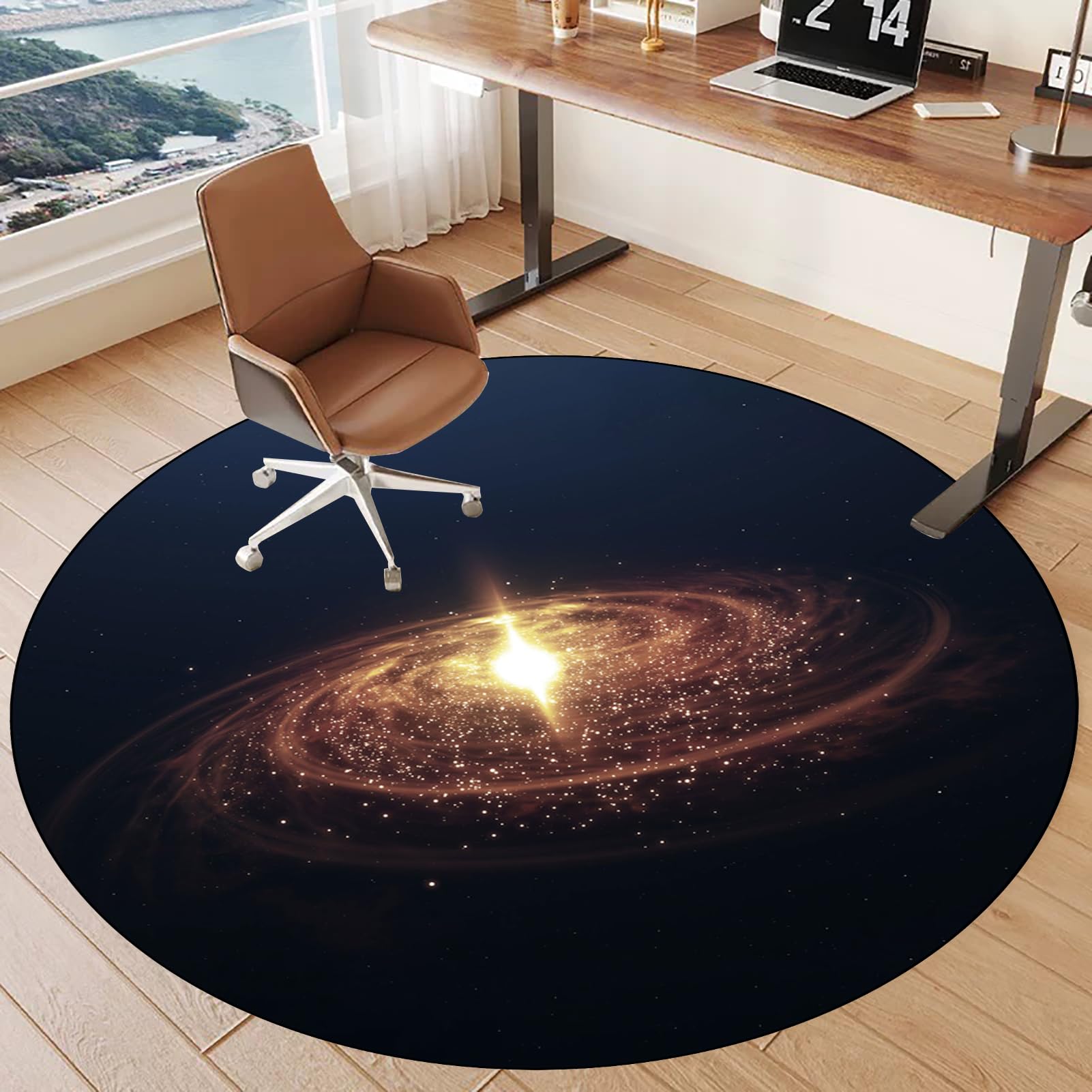 Bürostuhl Unterlage für Stühle, 120 cm Bodenschutzmatte, Stuhlmatten Bürostuhlunterlage, Runden Gaming Teppich, Bürostuhl Teppich Unterlage-Kratzfest für Parkett und Hartböden