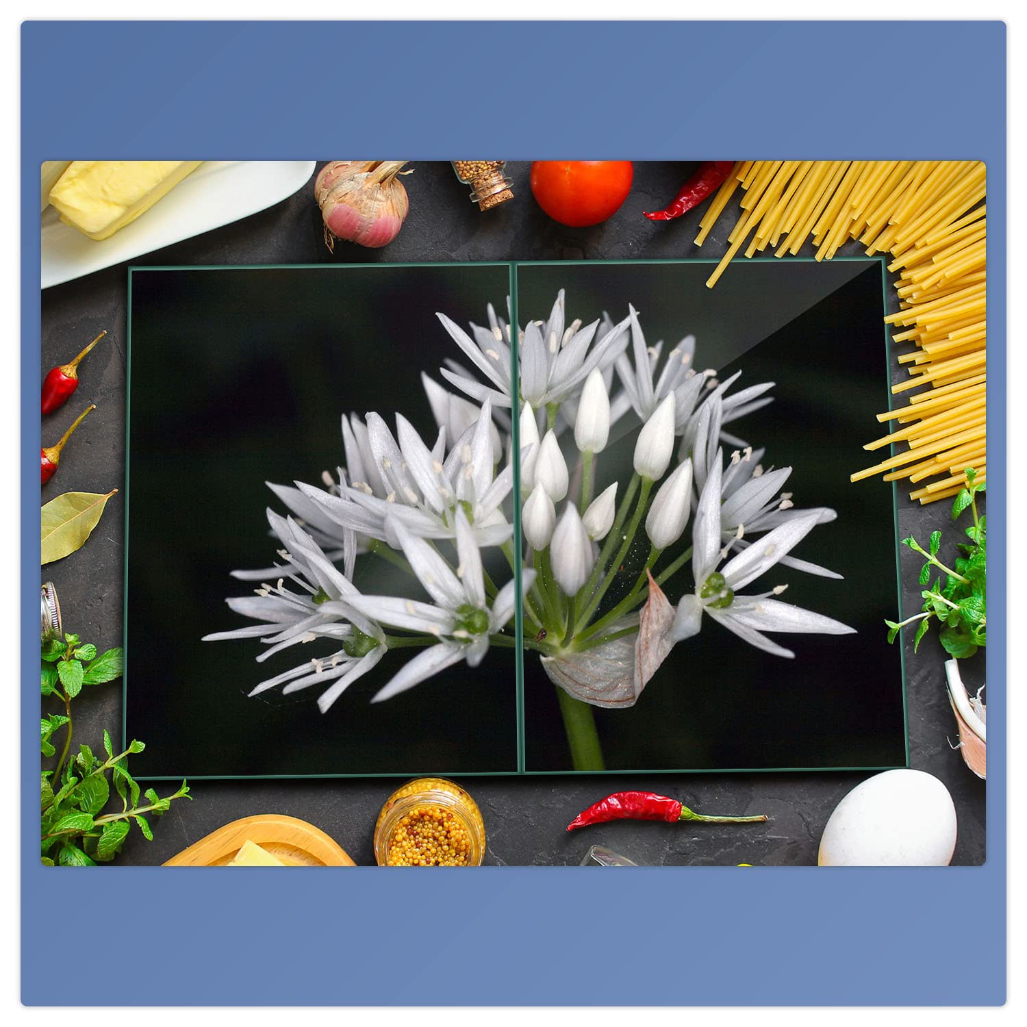 Placa para Cubrir la vitrocerámica, 2 Piezas, 2 x 40 x 52, diseño de Flores, Color Blanco, para inducción