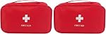 First Aid Kit Empty Bag, 2 Pack, Portable Red Nylon Pouch, Waterproof, Compact, 20x15x15 cm, for Home, Camping, Hiking, and Travel