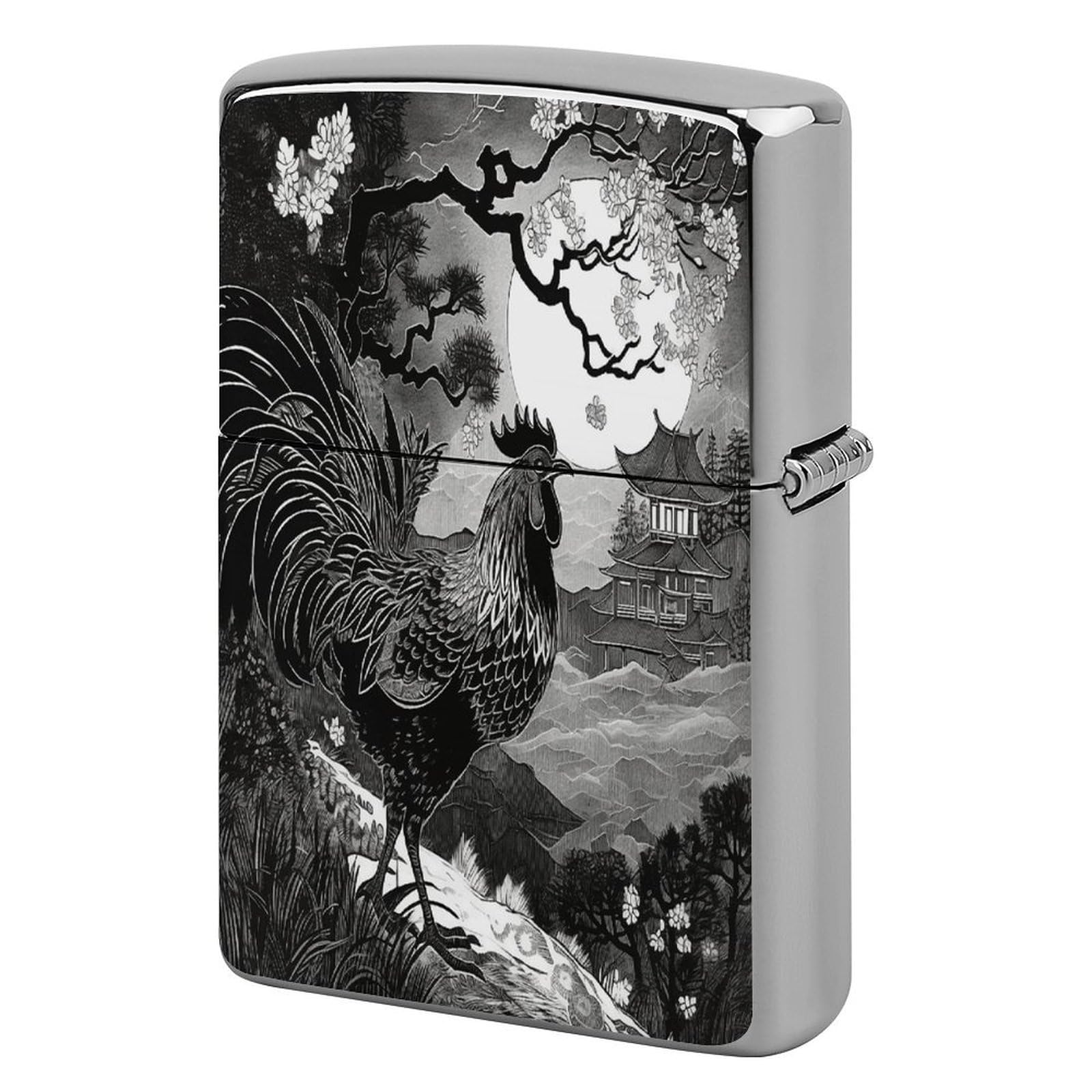 Btcowzrv Style Hand Drawn Chicken Pattern Metal Lighter Case Sleeve Cover Holder