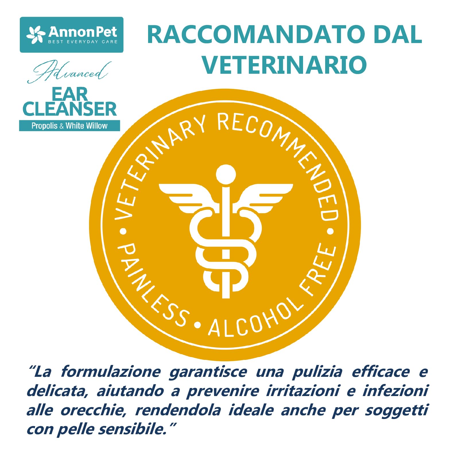 Advanced Ear Cleanser - Pulizia Orecchie Cane e Gatto | Raccomandato dal Veterinario | Pulizia Delicata, Idratante e Protettiva Contro Acari, Irritazioni | Formula Naturale e Sicura 150 ml