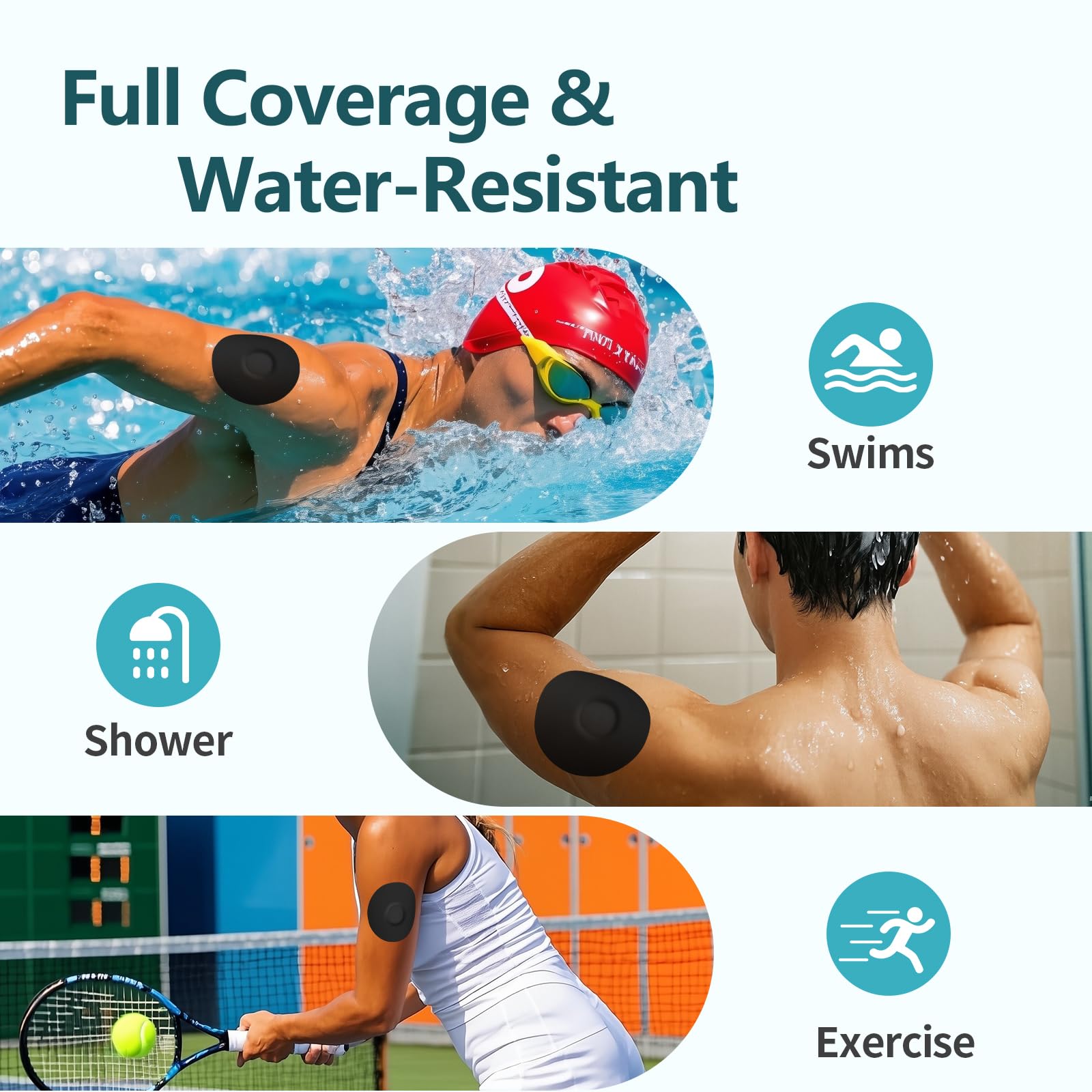 Toppe adesive per Dexcom G7, impermeabili, con linguetta facile da staccare, nastro CGM flessibile, a lunga durata, per 10-14 giorni, 20 pezzi