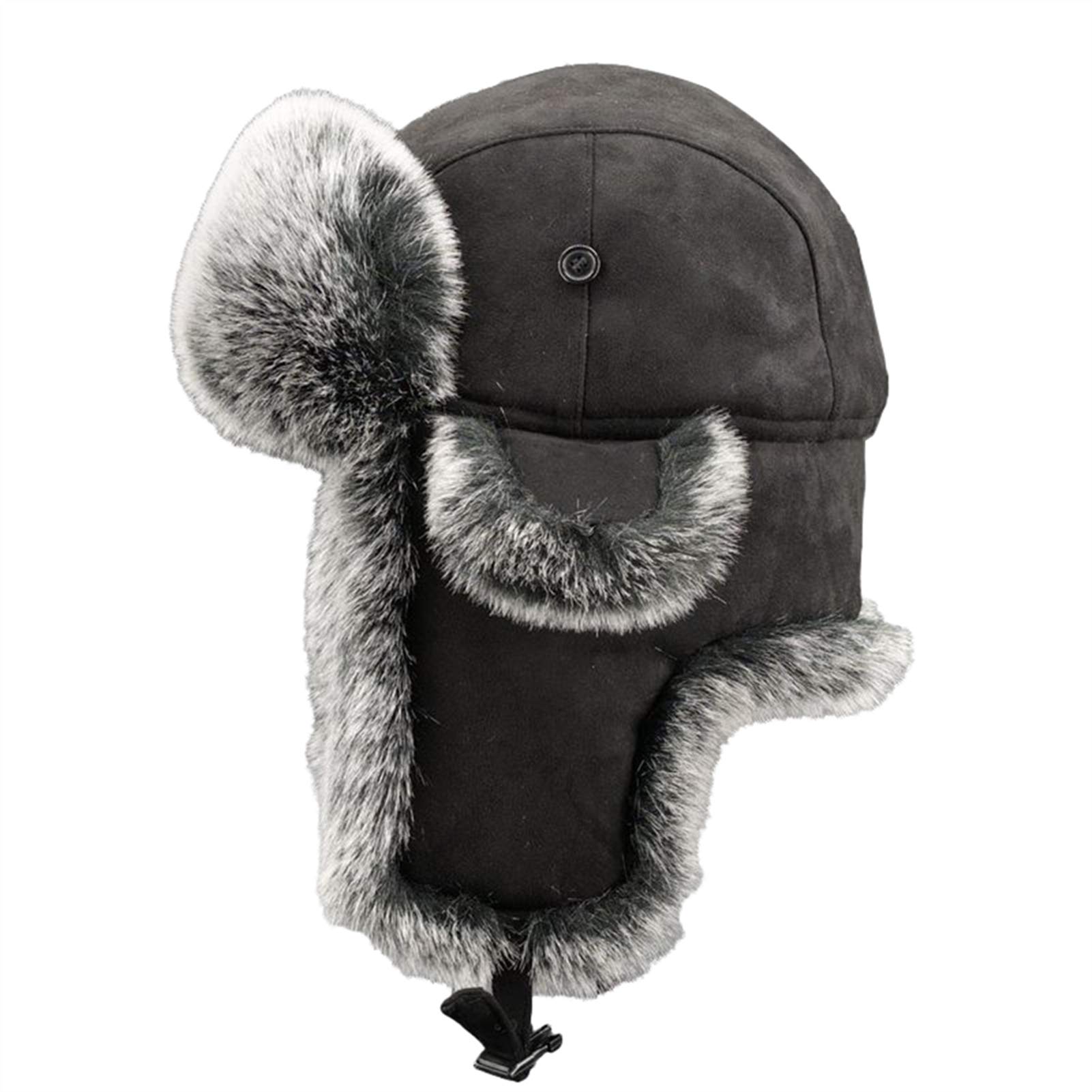 Insun Unisex Fliegermütze Wildleder Winddicht Trappermütze Warme Kunstfell Russische Mütze