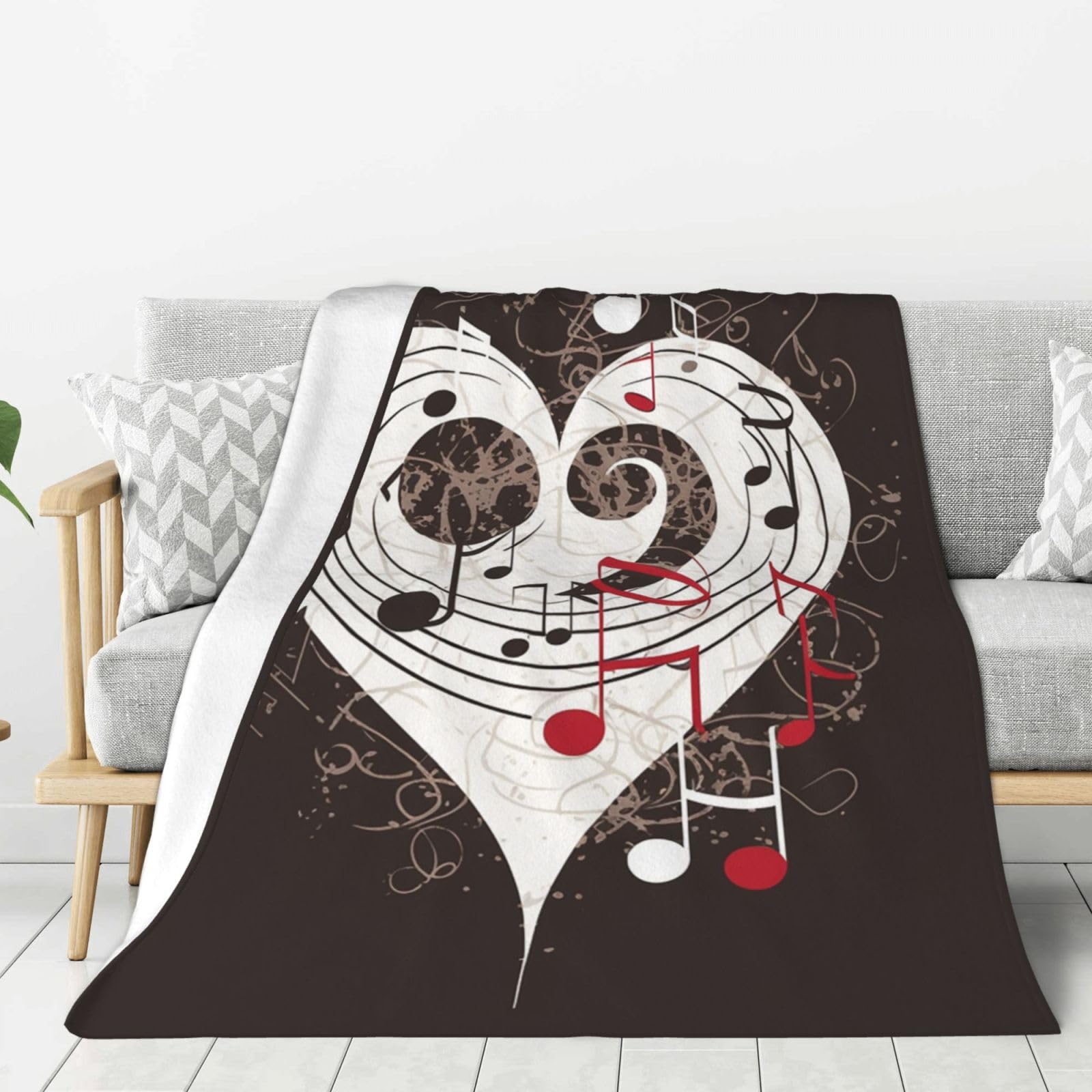 Couverture polaire flanelle douce légère plaid lit voyage motif musique