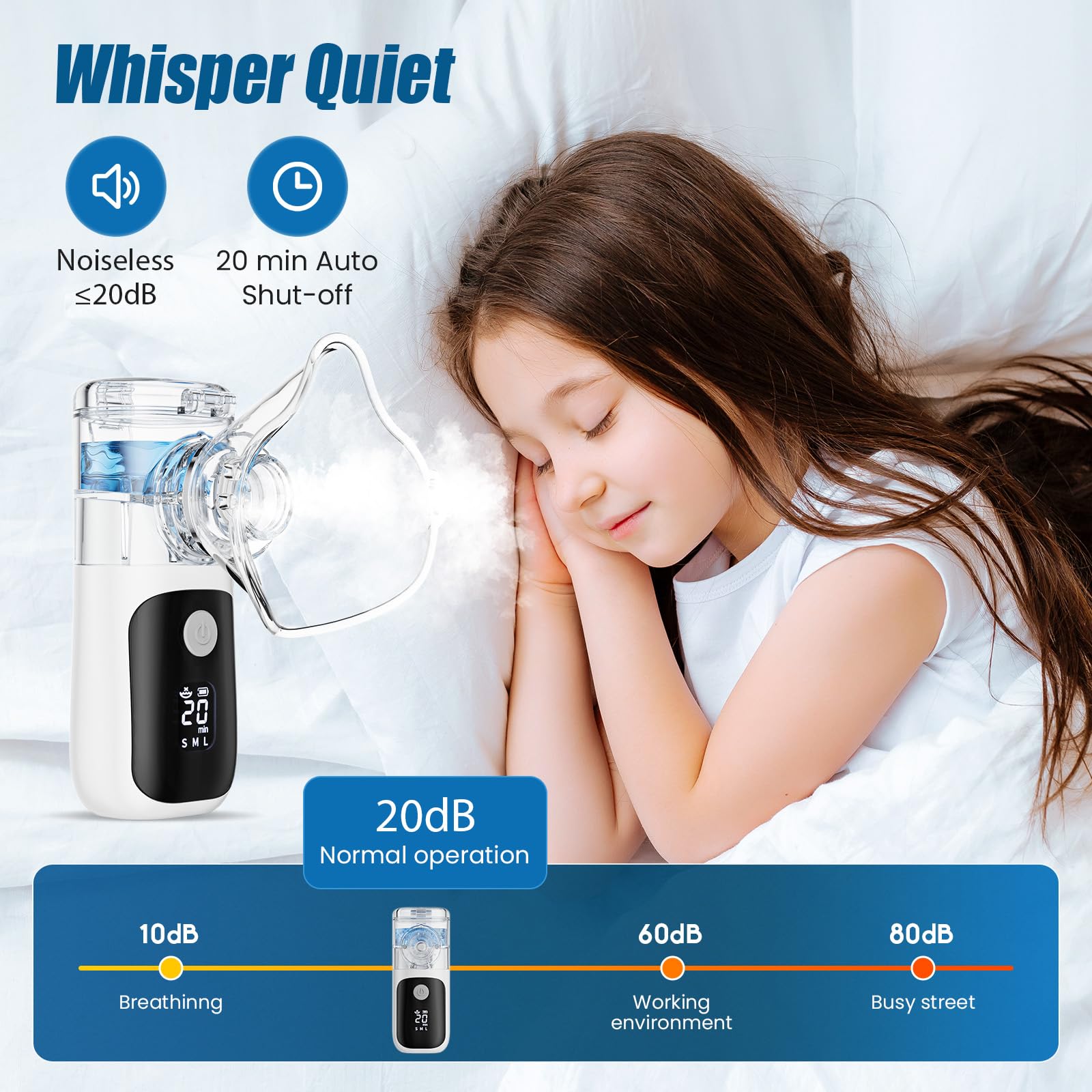 Mesh Nebulizer, Handheld Nebulizer Machine for Adults & Kids, Type-C Rechargeable Self-Cleaning & Advanced Digital Display Nebulizer with Adjustable Mist for Home Travel Use — view 4