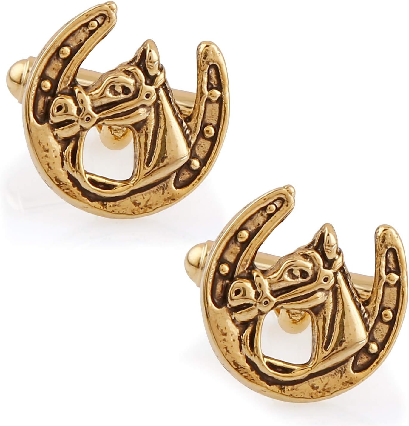 UnknownMiami Jewellery Gold Horse Cuff Links Cufflinks Sets for Mens Men Boys Formal Shirts with Gifts Box -Cufflink-247