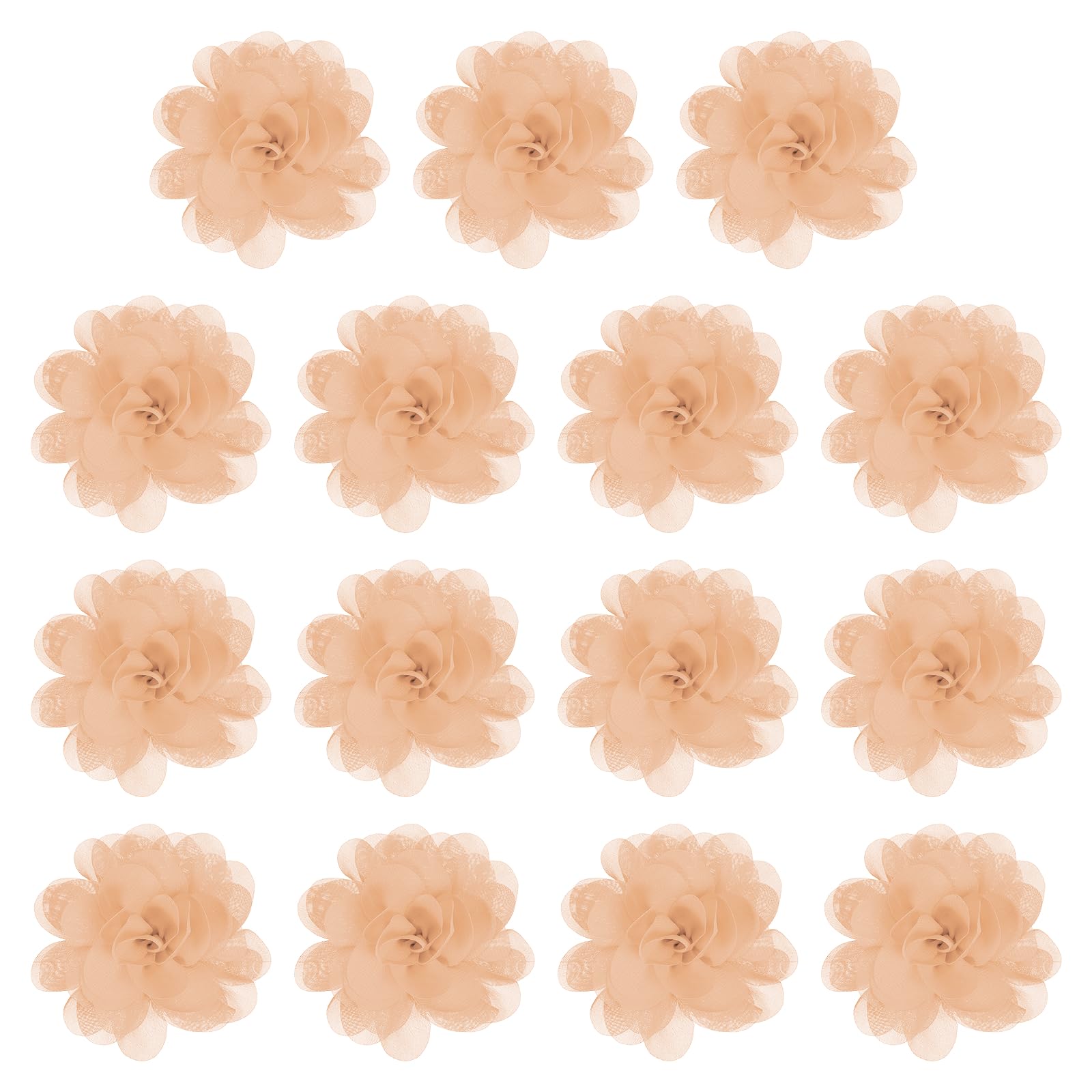 YELARXI Chiffon Flowers, Sewing Fabric Appliques, Chiffon Flowers Appliques - Fitting for (Women/DIY Craft/Headbands/Hair Accessories/Wedding/Party/Corsage) 4 Inch & 15 Pack & Light Orange