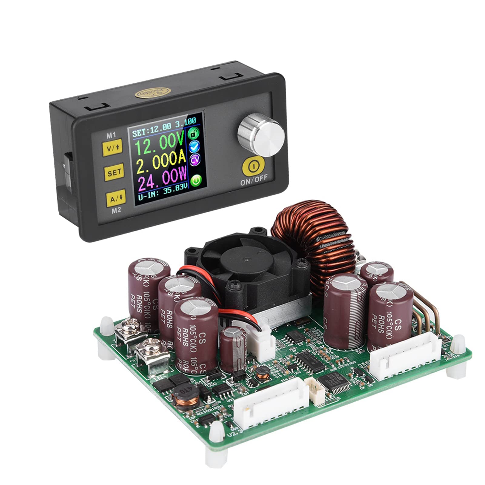 Modulo di alimentazione programmabile step-down con convertitore di tensione costante LCD a colori, funzione avanzata, alta precisione per ingegneri elettronici, fai da te (DPS5020-USB-BT)