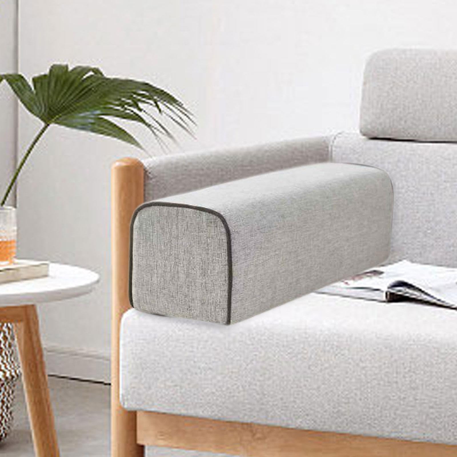 predolo Coussin d'accoudoir en Lin, Coussin d'accoudoir de Canapé, Support Oreiller en Mousse Haute Densité pour Canapé, Ergonomique, Facile à Transporter, Coussin Lombaire avec Fermeture, Gris