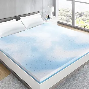BedStory [Firm But Still Hugs You] 3 Inch Memory Foam Mattress Topper Full, Gel Swirl Foam Bed Toppers Ventilated Mattress Pad for Pressure Relieving Blue