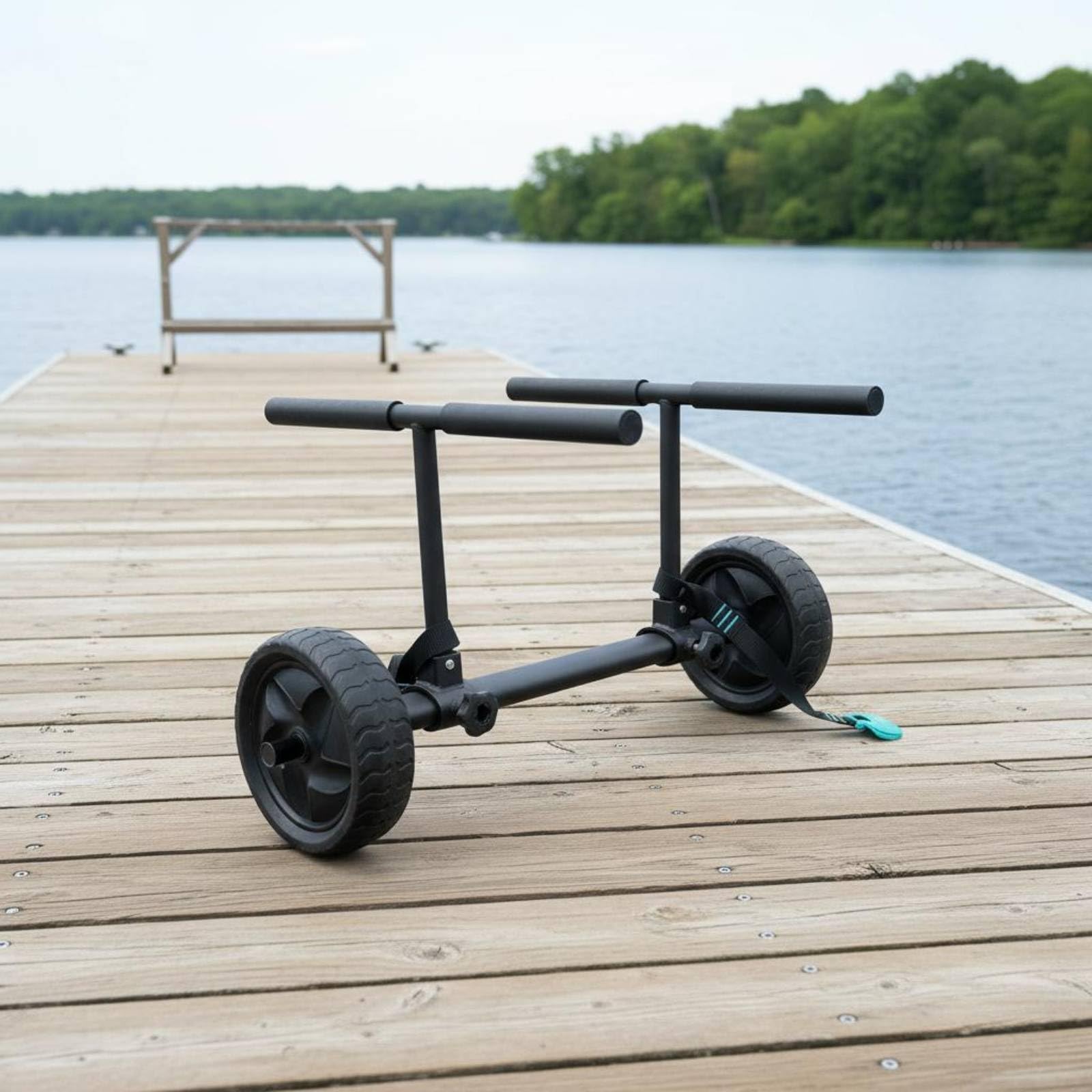 Carrito de Kayak Plegable Carro Remolque Transporte Soporte Canoa Paddle Surf Construcción en Aluminio Ruedas de Gran Diámetro Correa Firme Acolchado