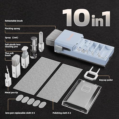 Miniatura 7 de Limpiador de Teclado Kit de Limpieza para Laptop, Kit de Limpieza de Teclado Compacto para Computadora MacBook iPhone AirPods Pro, Kit de Limpieza