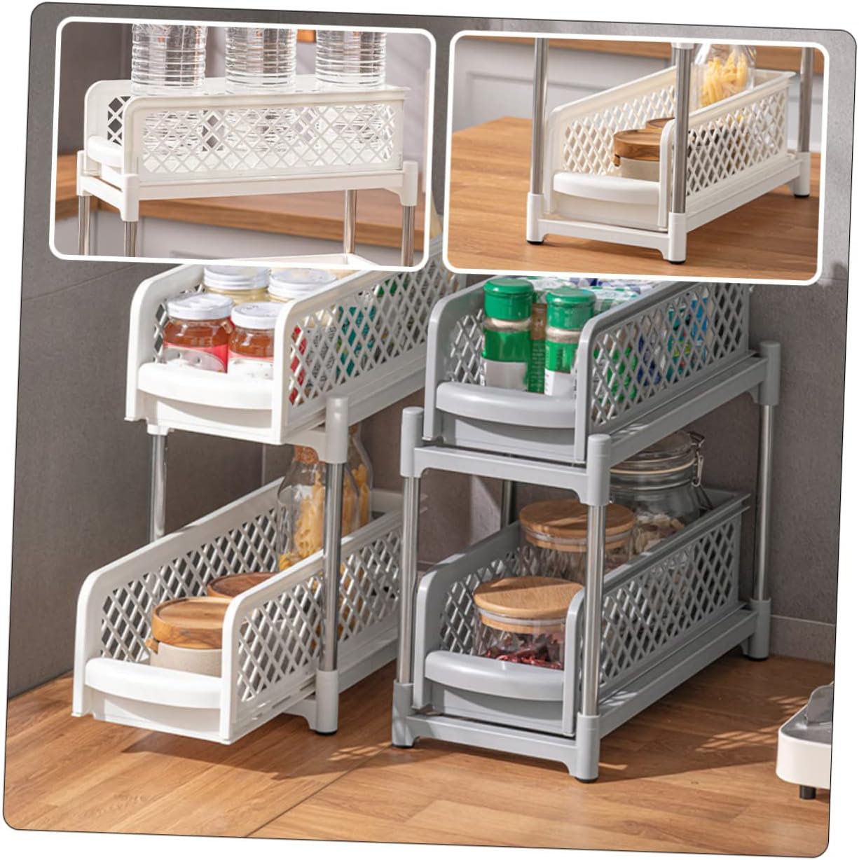 Professional Multi Function Bathroom Organizer with Double Storage Space Saving Shelf for Kitchen and Bathroom Accessories Convenient Countertop for Orderly Living Spaces