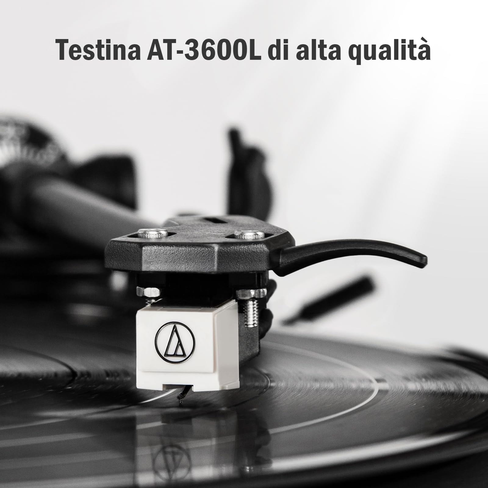1 BY ONE Giradischi Tutto in Uno con Ingresso Wireless, Trasmissione a Cinghia Hi-Fi, Altoparlanti Integrati, Testina Magnetica AT-3600L, Preamplificatore Integrato, Finitura Bianca Laccata Tipo Piano