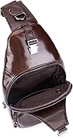Vista 119 de LUKZIJAES Bolso bandolera de cuero genuino para hombre marrón (#1-Brown)