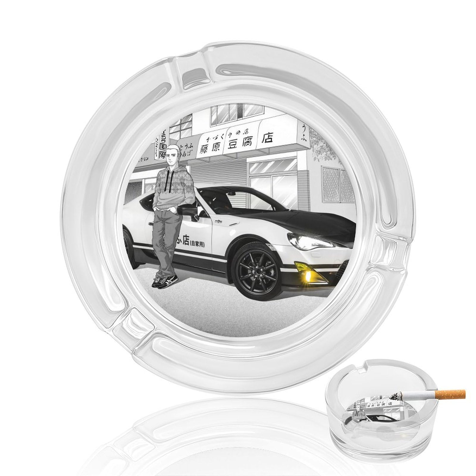 Amazon.co.jp: 灰皿 ガラス 頭文字d イニシャル D Ae86 大容量 卓上