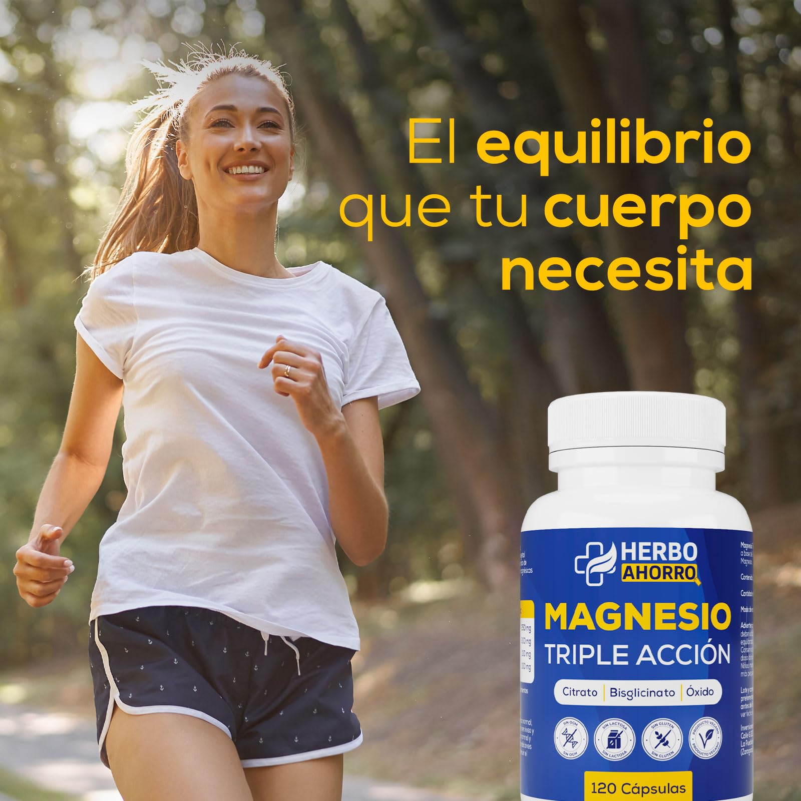 Magnesio Complex - Citrato, Bisglicinato y Óxido de Magnesio Triple - Alta Absorción - Reduce Cansancio y Fatiga, Alivia Dolor Articulaciones y Músculos – Favorece la Síntesis de Colágeno 120 cápsulas