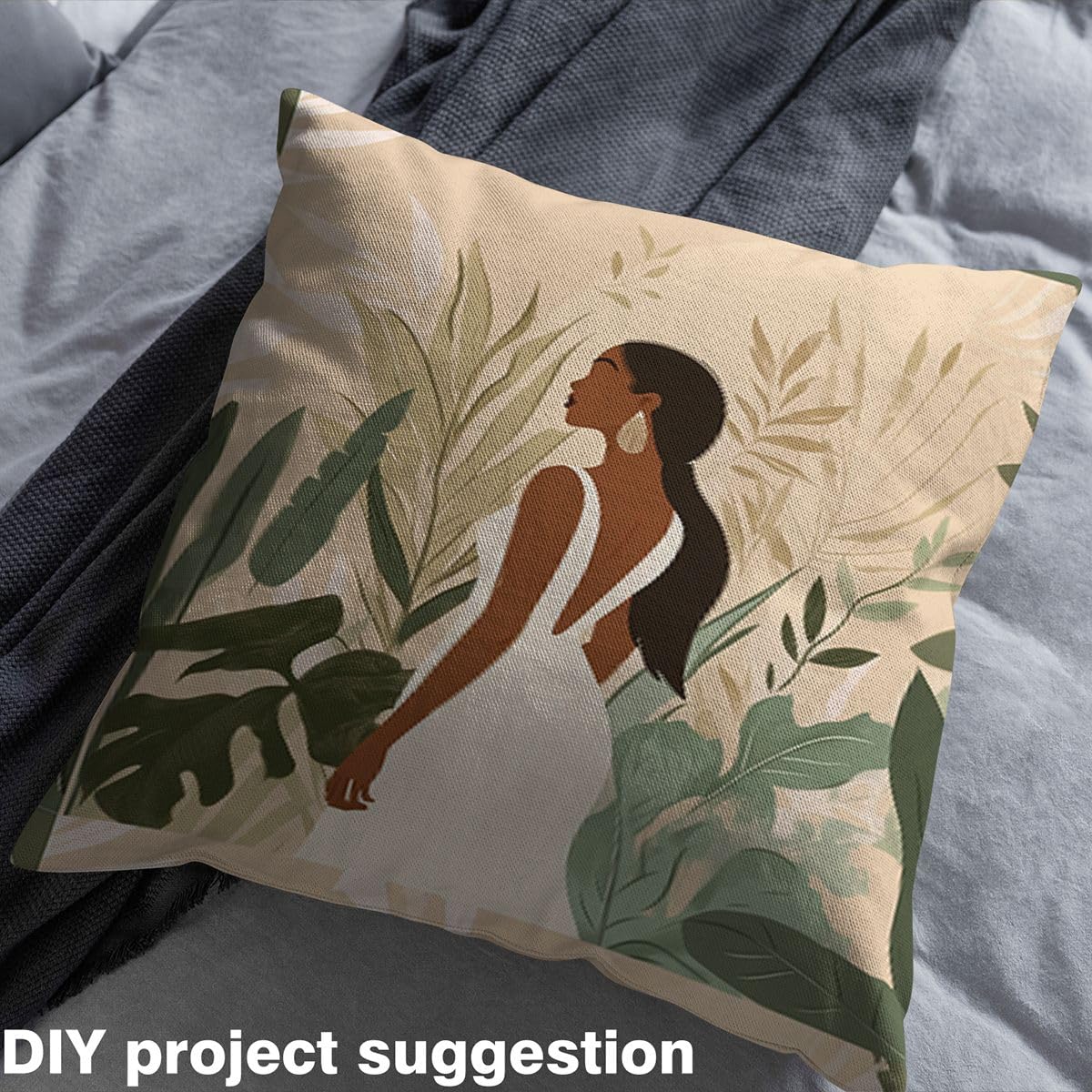 Femme noire Tissu 276x150cm Afro-Américain Tissus au Metre pour chaises Boho imperméable décor intérieur extérieur pour des projets d'artisanat de couture bricolage