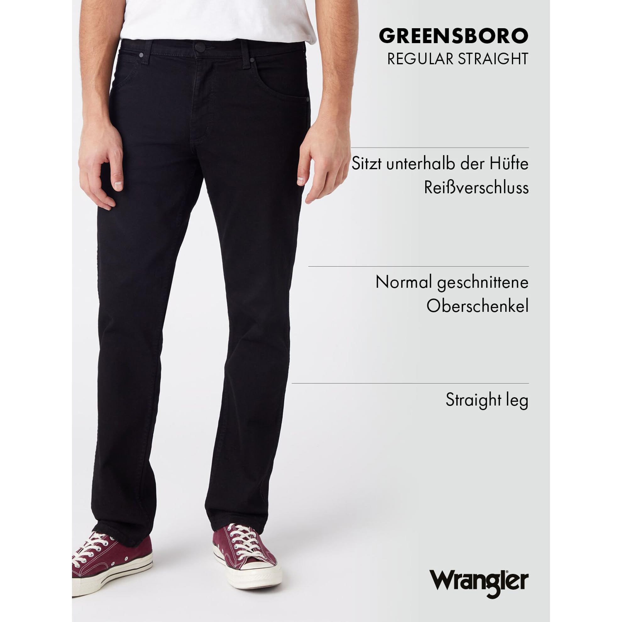 Wrangler - Jeans Herren - Regular Straight Fit - Greensboro - Black Valley – Bild 3