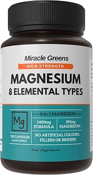 8 in 1 Magnesium Complex   Bisglycinate, Malate, Taurate, Gluconate, Lactate, Carbonate, Aspartate, and Oxide   1400mg Formula Providing 395mg of Elemental Magnesium   120 Capsules - Made in The UK