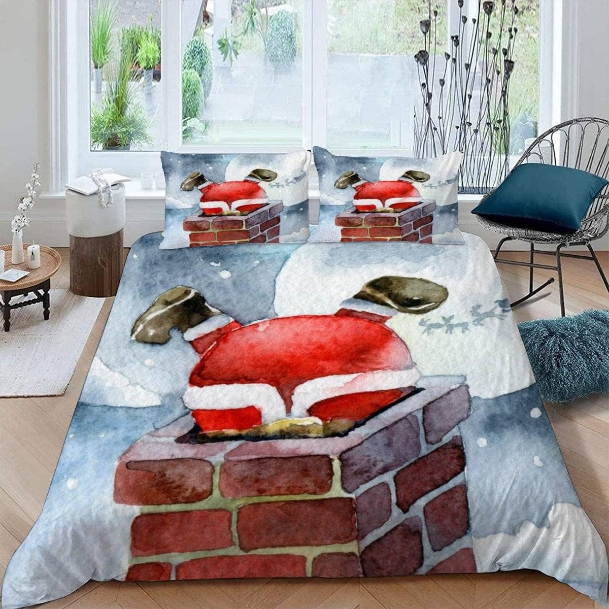 Housse de couette Noël 260x230 cm pour illuminer votre chambre festive