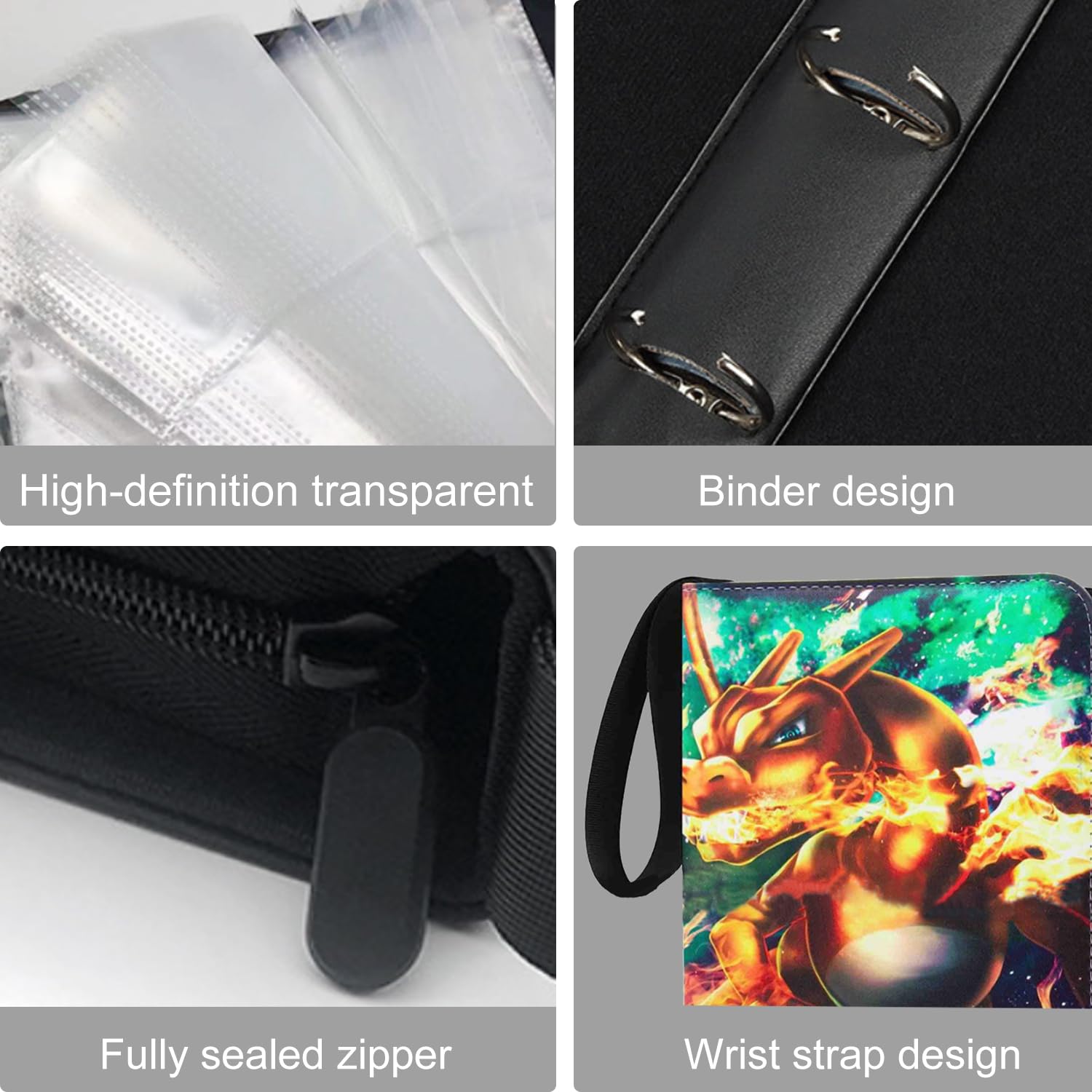Classeur Carte,50 Pages Porte Carte pochette 400 Cartes,Pu Transparent et Etanche avec Sangle Elastique,Album Carte Pour Jouer Cartes,Jeu Carte,un Cadeau pour Garçons Filles