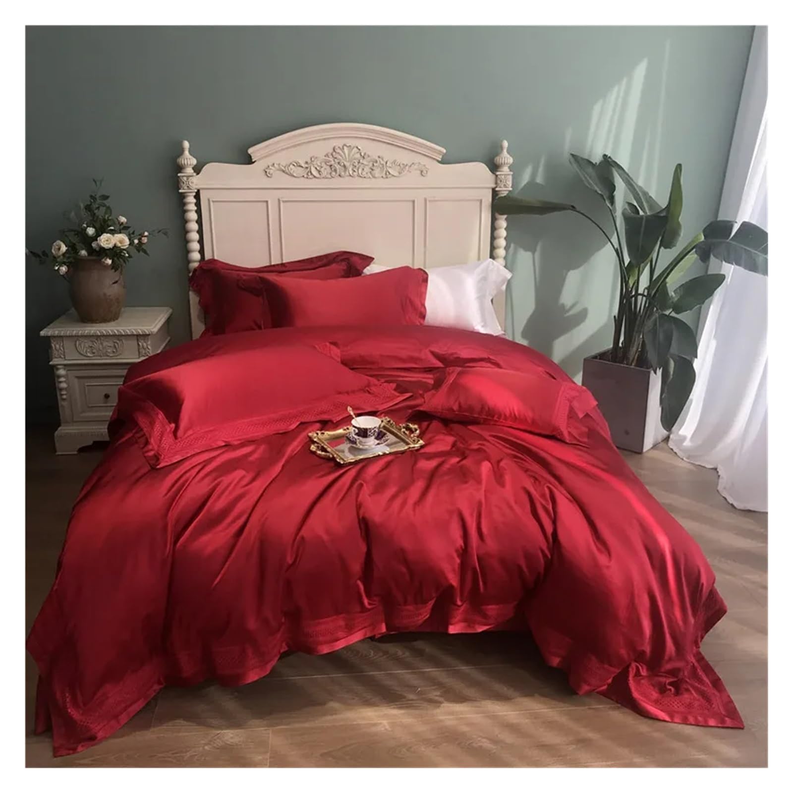 Sbcgfy D Super Soft Silk Cotton Bedding Sets 4Pcs White Color Be Linen Uvet Cover Be Sheet Pillowcase,Cotton Uvet,-Queen