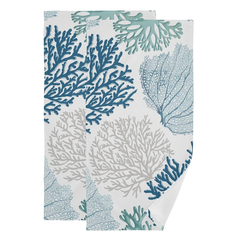 【Coralist】ビーチタオル ブルー Solesea Amazon.com: PATINISA Nautical Blue Coral Hand Towels for