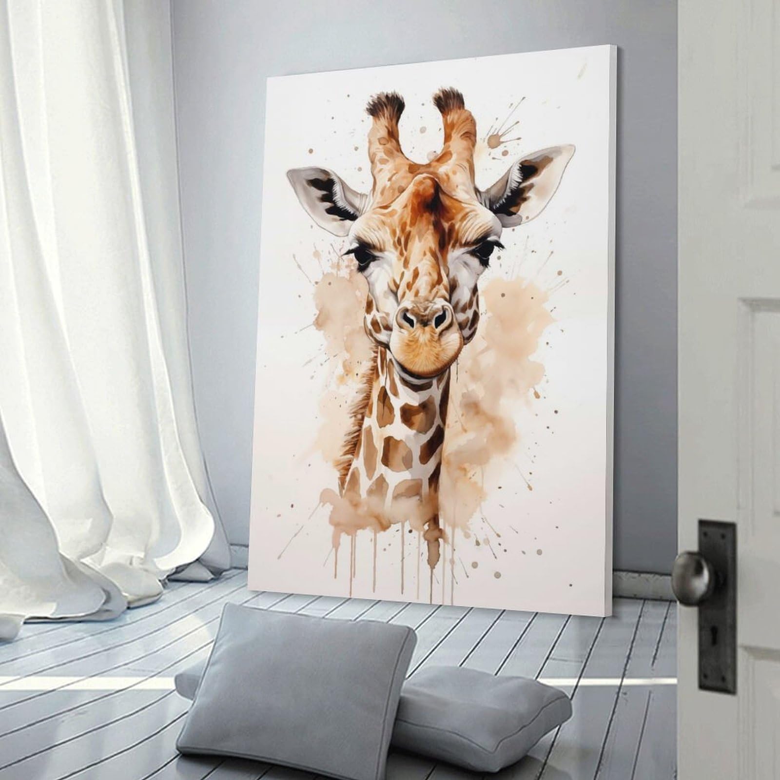 Junmoney Home Decor Wall Art Giraffe Watercolor(2), 12x18inch(30x45cm), for Gallery Wall Decor And Room Displays, An Easy Match for Collected Prints