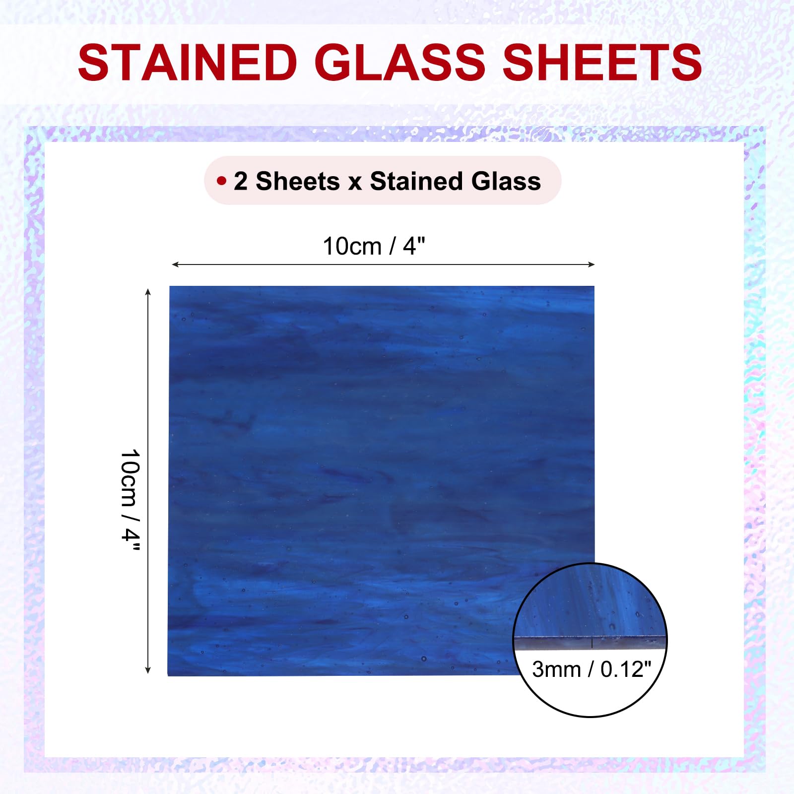 PATIKIL 4 x 4 Inch Transparent Stained Glass Sheets, 2 Sheets Art Mosaic Glass Variety Pack Tiles for Crafts Art Projects Supplies, Dark Blue - Image 2