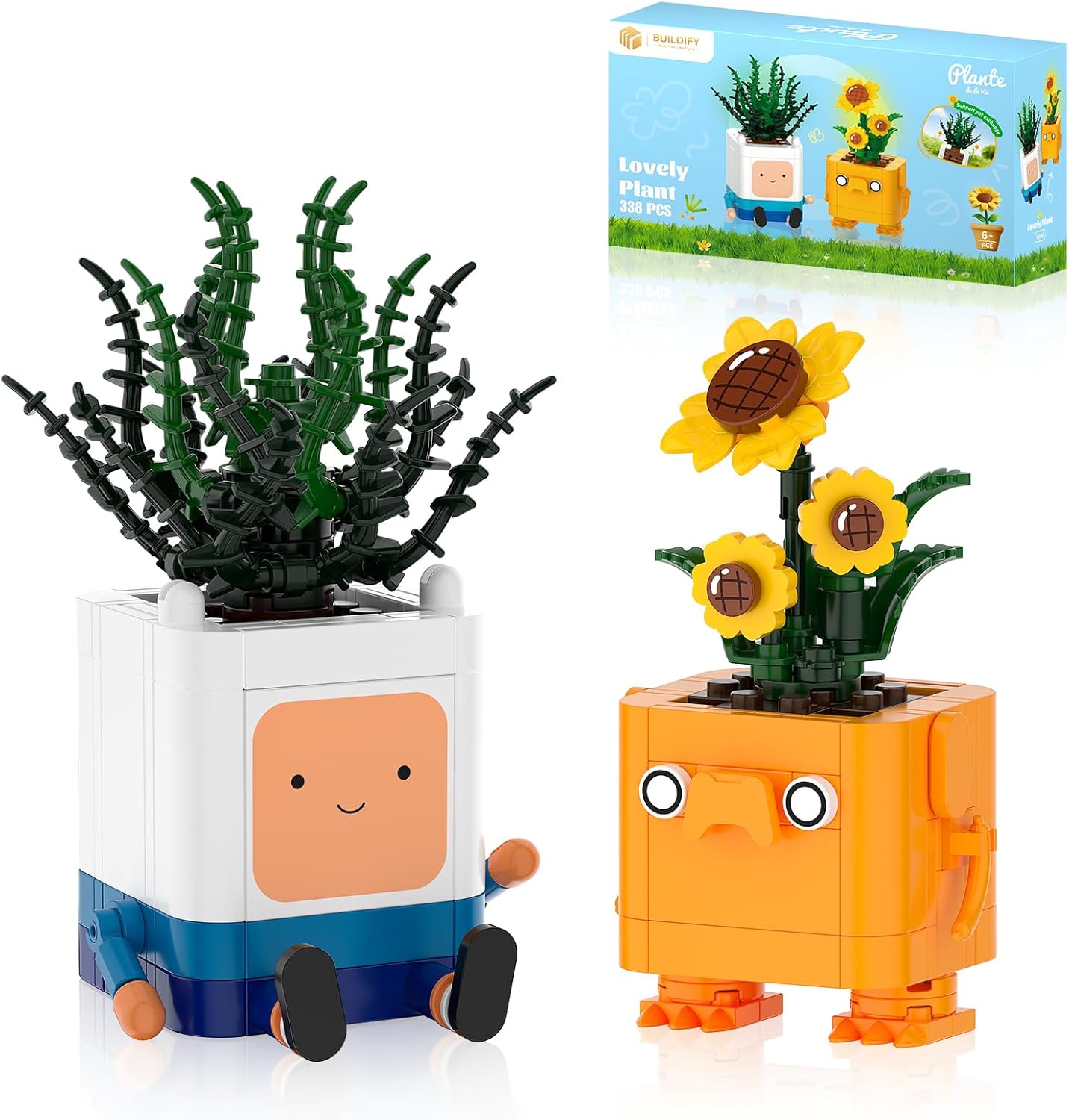 Happy Emotional Plants Botanical Building Blocks Set, Sunflower Plant Compatible with Lego Botanical Set, Succulents Desk Decor for Bedroom Office, Christmas Stocking Stuffers Toy Gift for Kids Adults