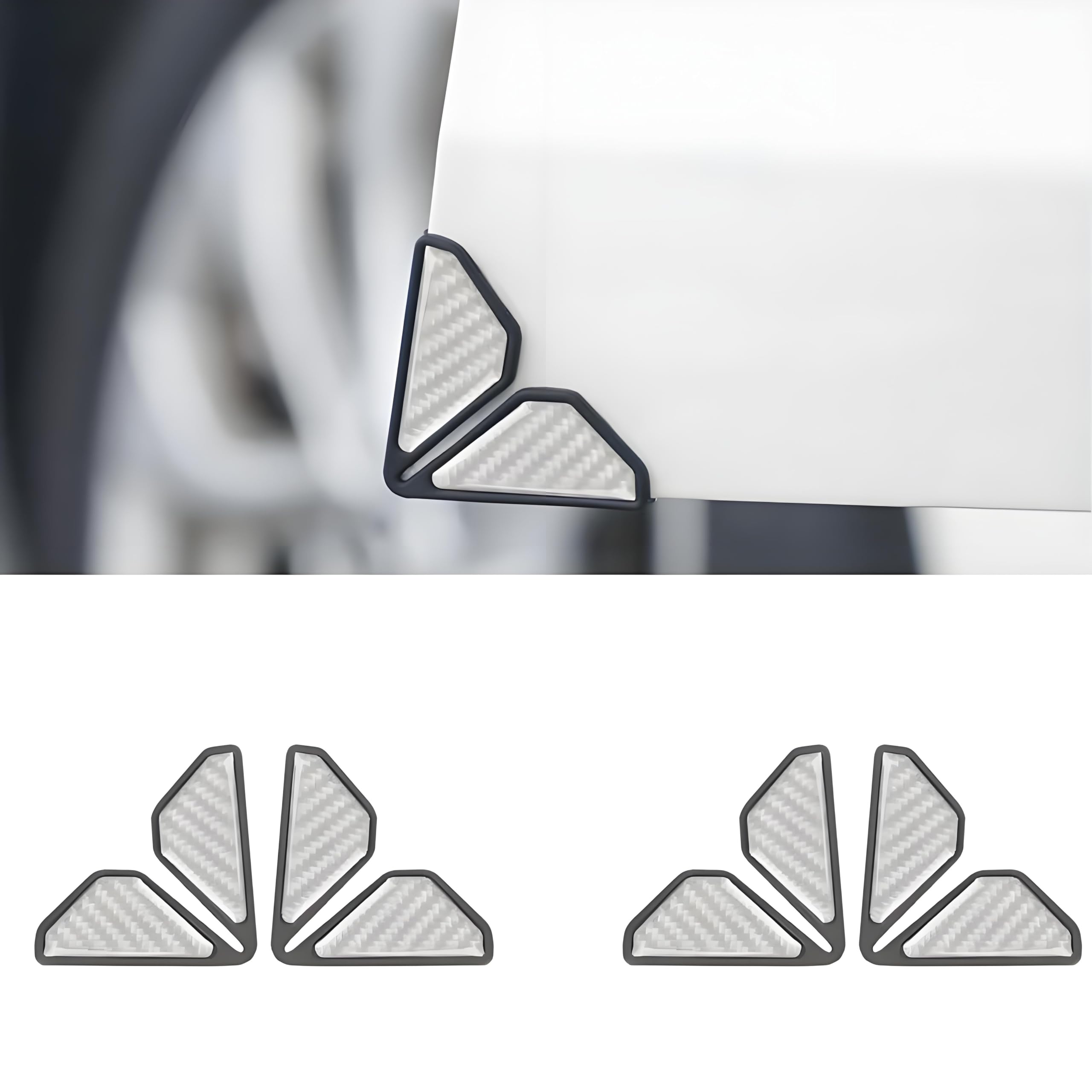 QIZUN Car Door Anti-Collision Stickers for Seat Alhambra II (7N) 2015-2020 Paint Guard 4-Piece Segmented Fit for Tight Car Parks Carbon Fibre,White